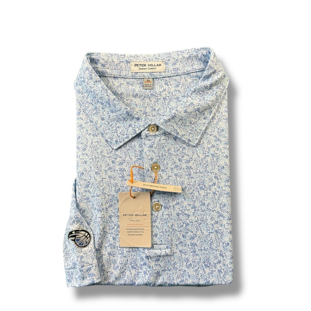 NWT $115 Peter Millar Summer Comfort Drinks AOP Orlando Magic Golf Polo Size XL